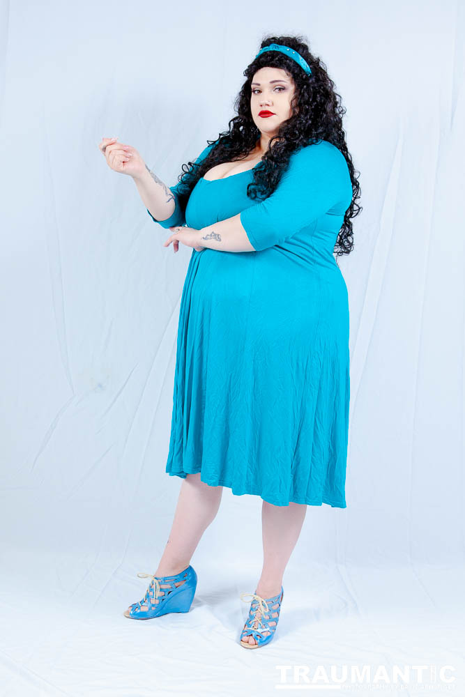 Dorian cosplaying as Deanna Troi from Star trek TNG.